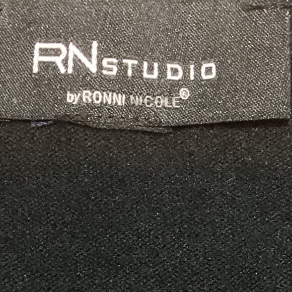 Ronni Nicole RN Studio Black Cropped Open Cardigan Pearl Bead Accents 298C - Picture 5 of 7